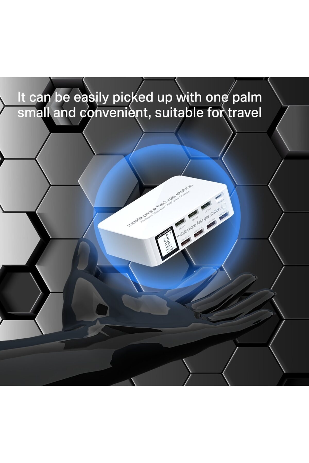 ASOMETECH-US Plug 100W USB Charging Station With 3 QC3.0 Quick Charge USB Port 20W PD USB Type C Port LCD Disp 5