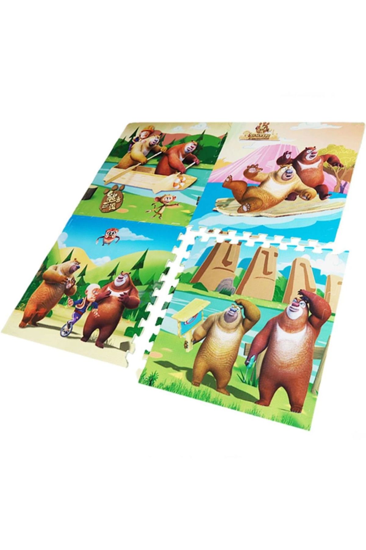 EGATOPTAN Sevimli Ayıcıklar Eva Puzzle Yer Matı 120x120 Cm Oyun Matı 12 mm Kalınlık