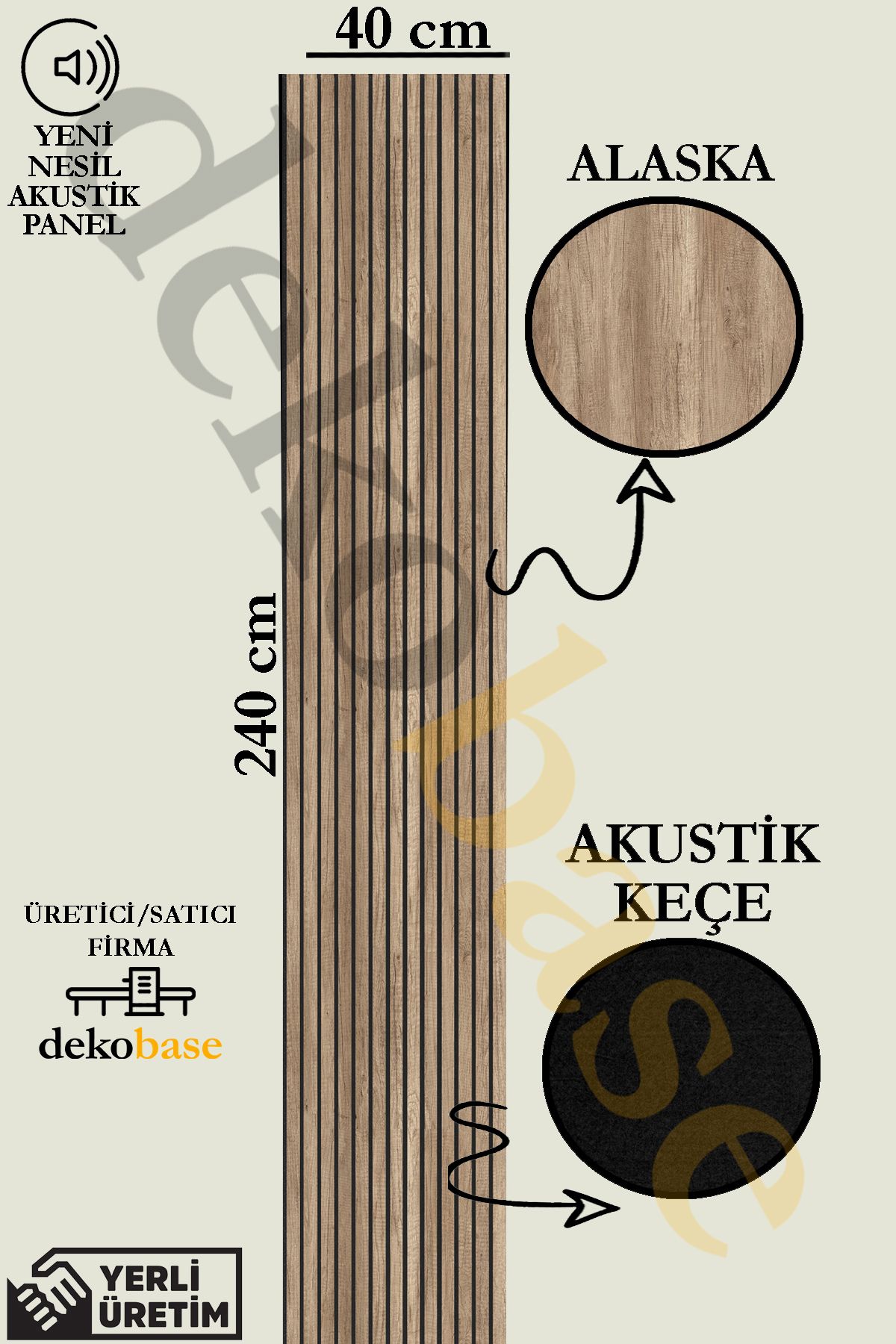 dekobase Koyu Meşe Renk 40x240cm Yeni Nesil Akustik Duvar Paneli