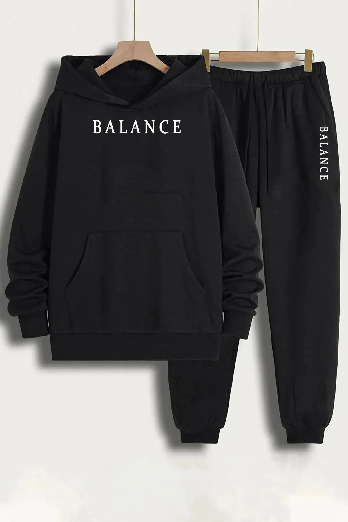 Genel Markalar Baskılı Kapüşonlu Sweatshirt Eşofman Alt Üst Takımı