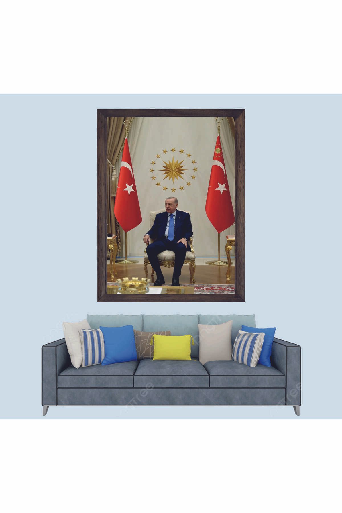 Lioncraft Cumhurbaşkanımız Recep Tayyip Erdoğan, Çerçeveli Cam Duvar Tablosu 30x45 Cm Sp1