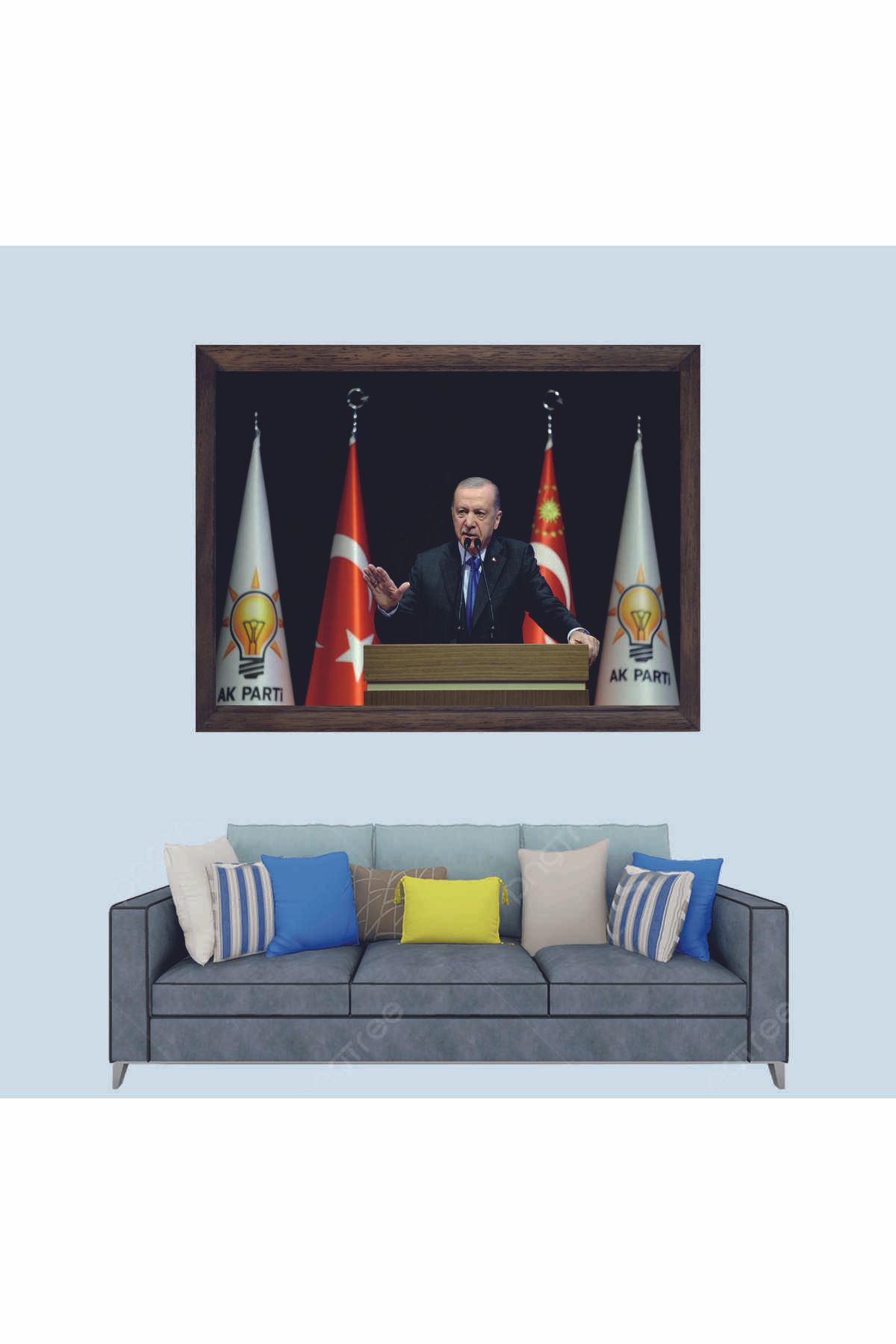 Lioncraft Cumhurbaşkanımız Recep Tayyip Erdoğan, Çerçeveli Cam Duvar Tablosu 20x30 Cm Sp5