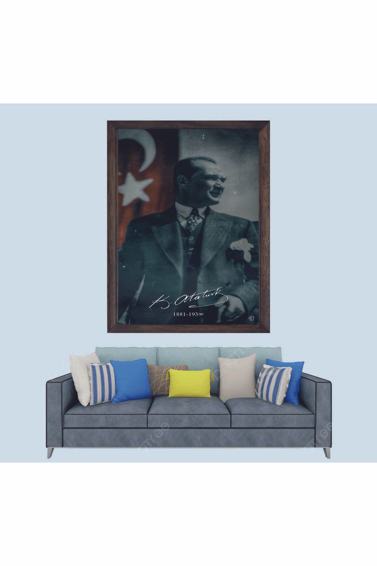 Lioncraft Türkçü, Mustafa Kemal Atatürk , Türk, Çerçeveli Cam Duvar Tablosu 30x45 Cm SP14