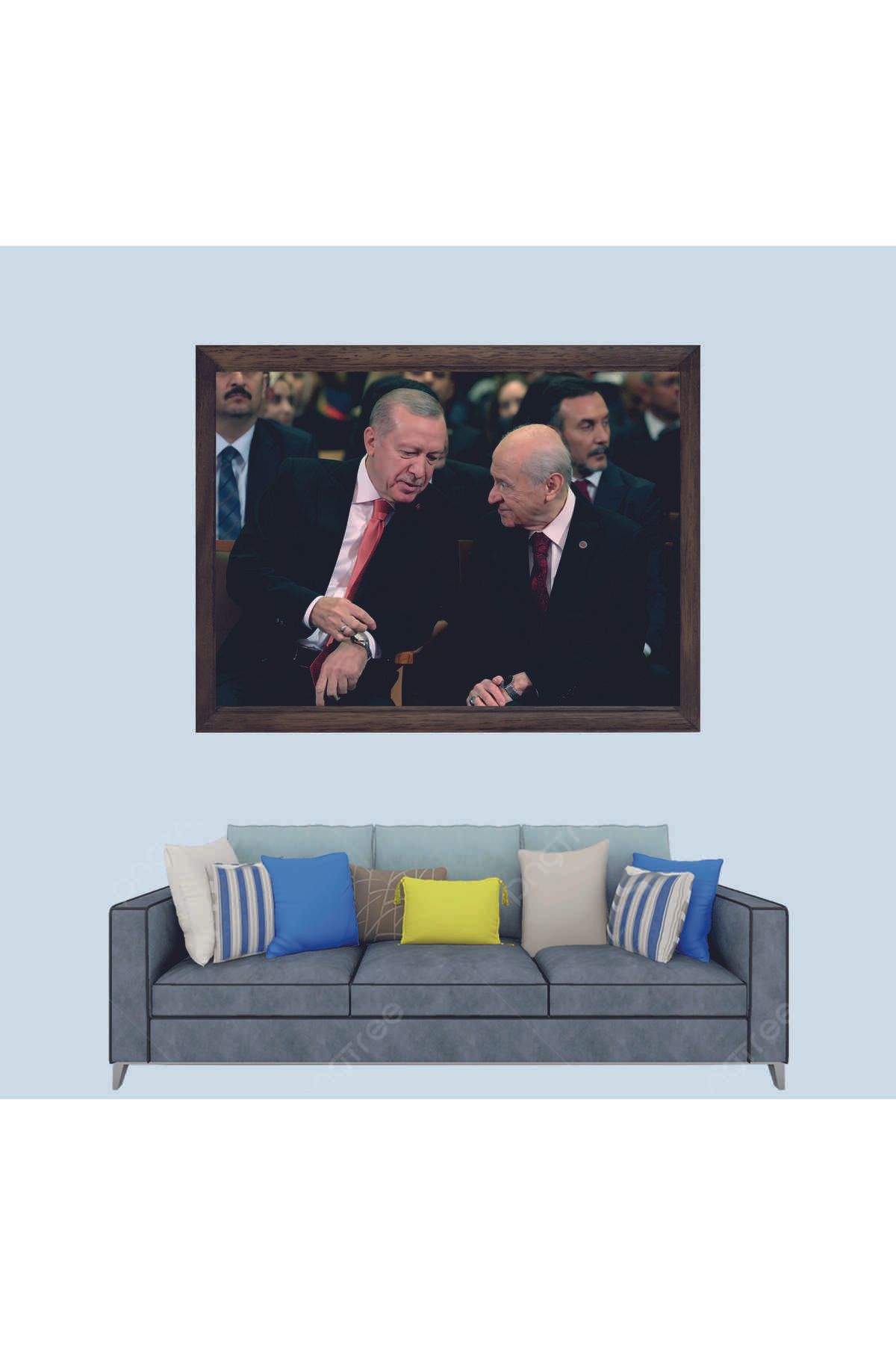 Lioncraft Cumhurbaşkanımız Recep Tayyip Erdoğan, Devlet Bahçeli Cam Duvar Tablosu 30x45 Cm