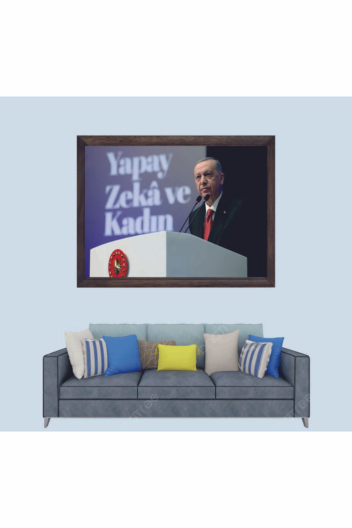 Lioncraft Cumhurbaşkanımız Recep Tayyip Erdoğan, Çerçeveli Cam Duvar Tablosu 20x30 Cm Sp8