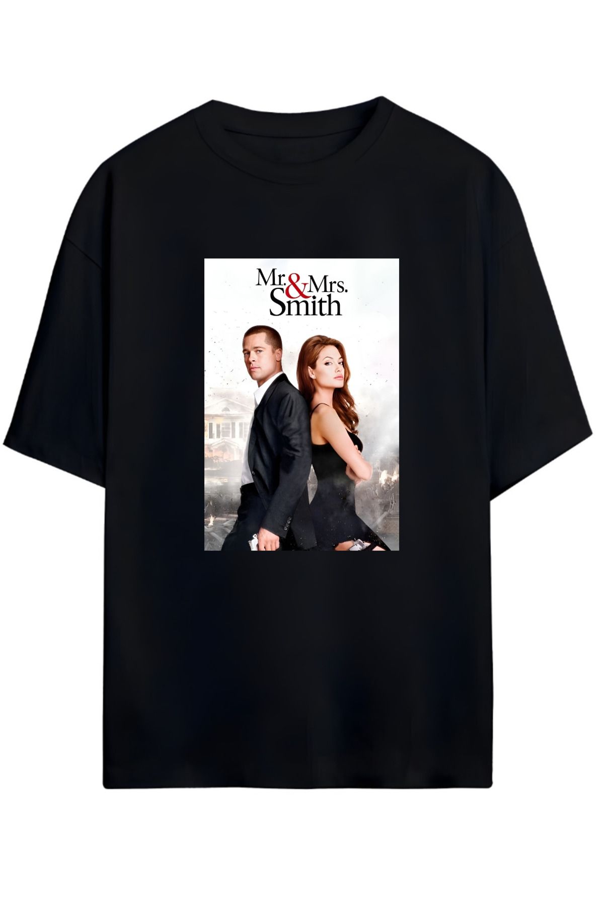 MAGORS MR. AND MRS. SMITH PITT & JOLIE TASARIMLI YÜKSEK BASKI KALİTELİ UNISEX YENİ SEZON OVERSIZE  T-SHIRT