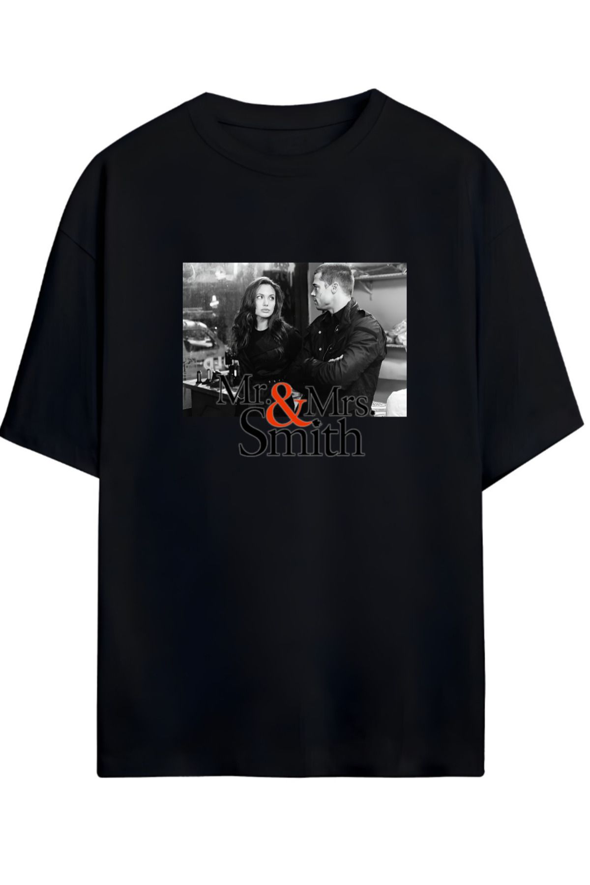 MAGORS MR. AND MRS. SMITH PITT & JOLIE TASARIMLI YÜKSEK BASKI KALİTELİ UNISEX YENİ SEZON OVERSIZE  T-SHIRT