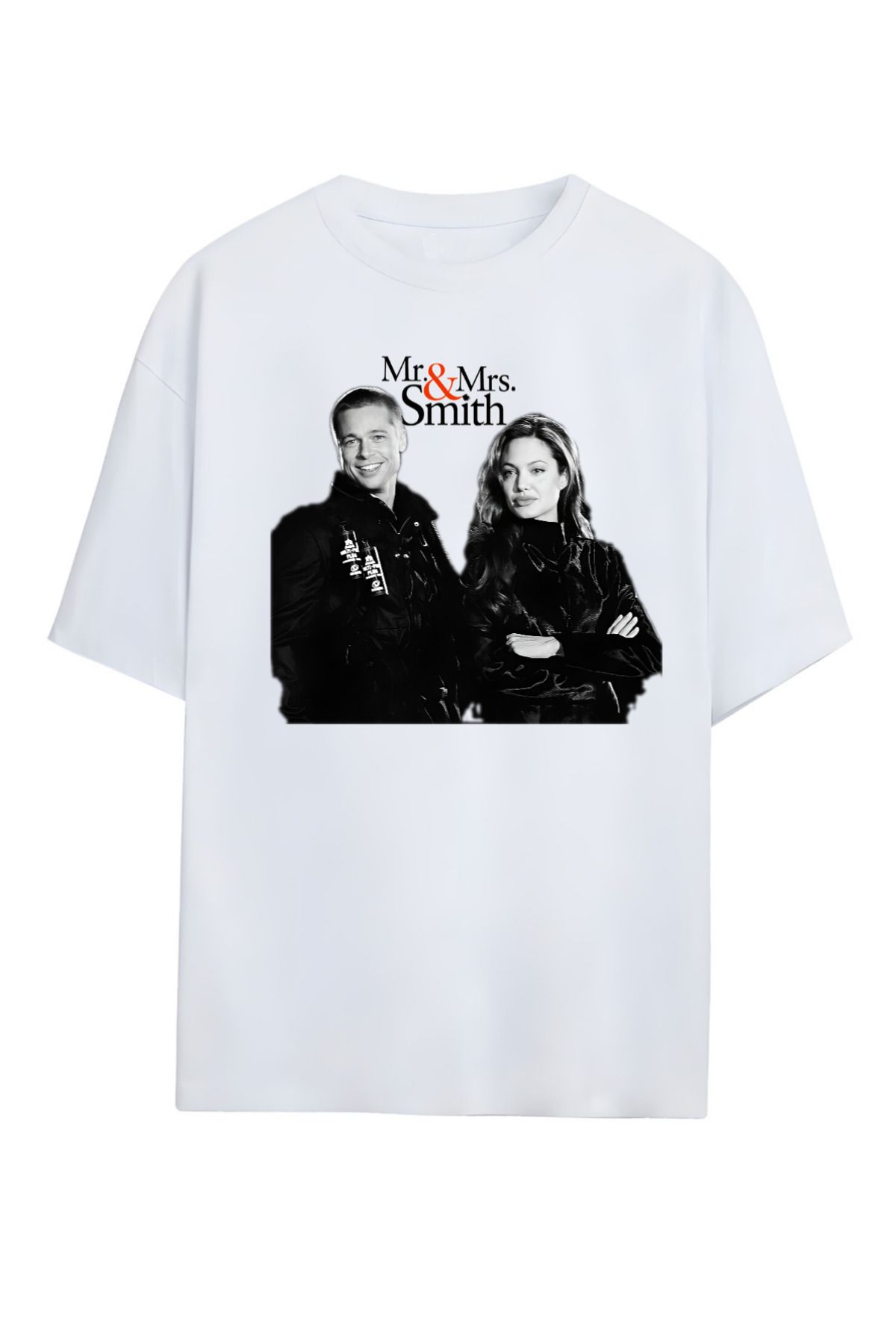 MAGORS MR. AND MRS. SMITH PITT & JOLIE TASARIMLI YÜKSEK BASKI KALİTELİ UNISEX YENİ SEZON OVERSIZE  T-SHIRT