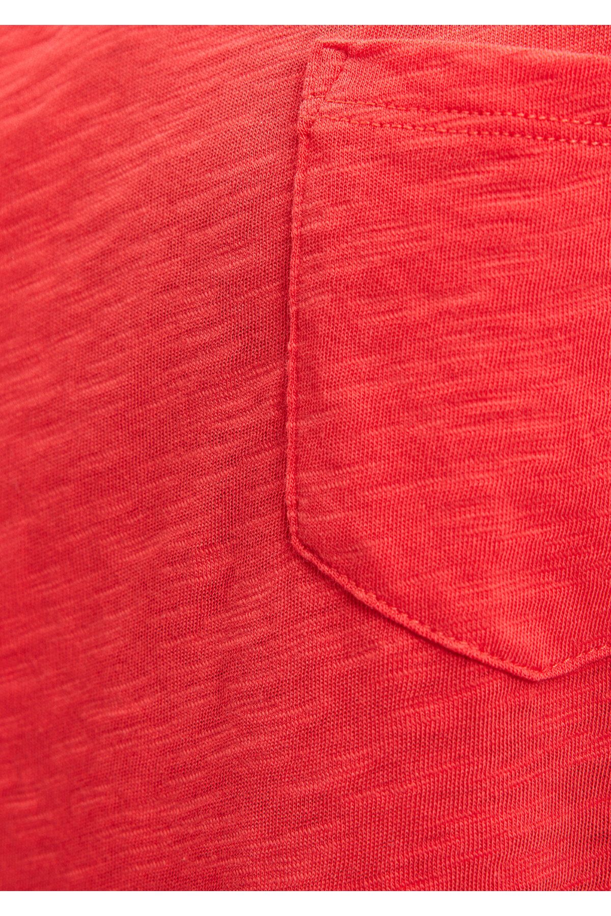 Mavi-V-Neck Red Basic T-Shirt Loose Fit / Loose Relaxed Fit1600961-71083 6
