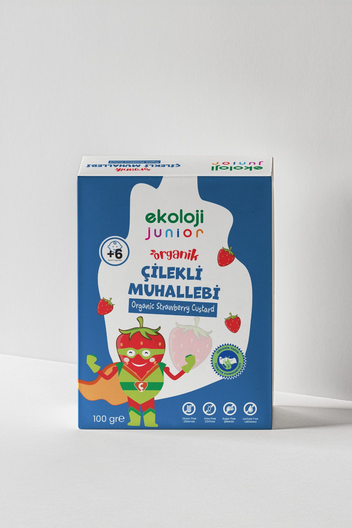 Ekoloji Junior Organik Glutensiz Bebek Muhallebi Çilekli 100 Gr