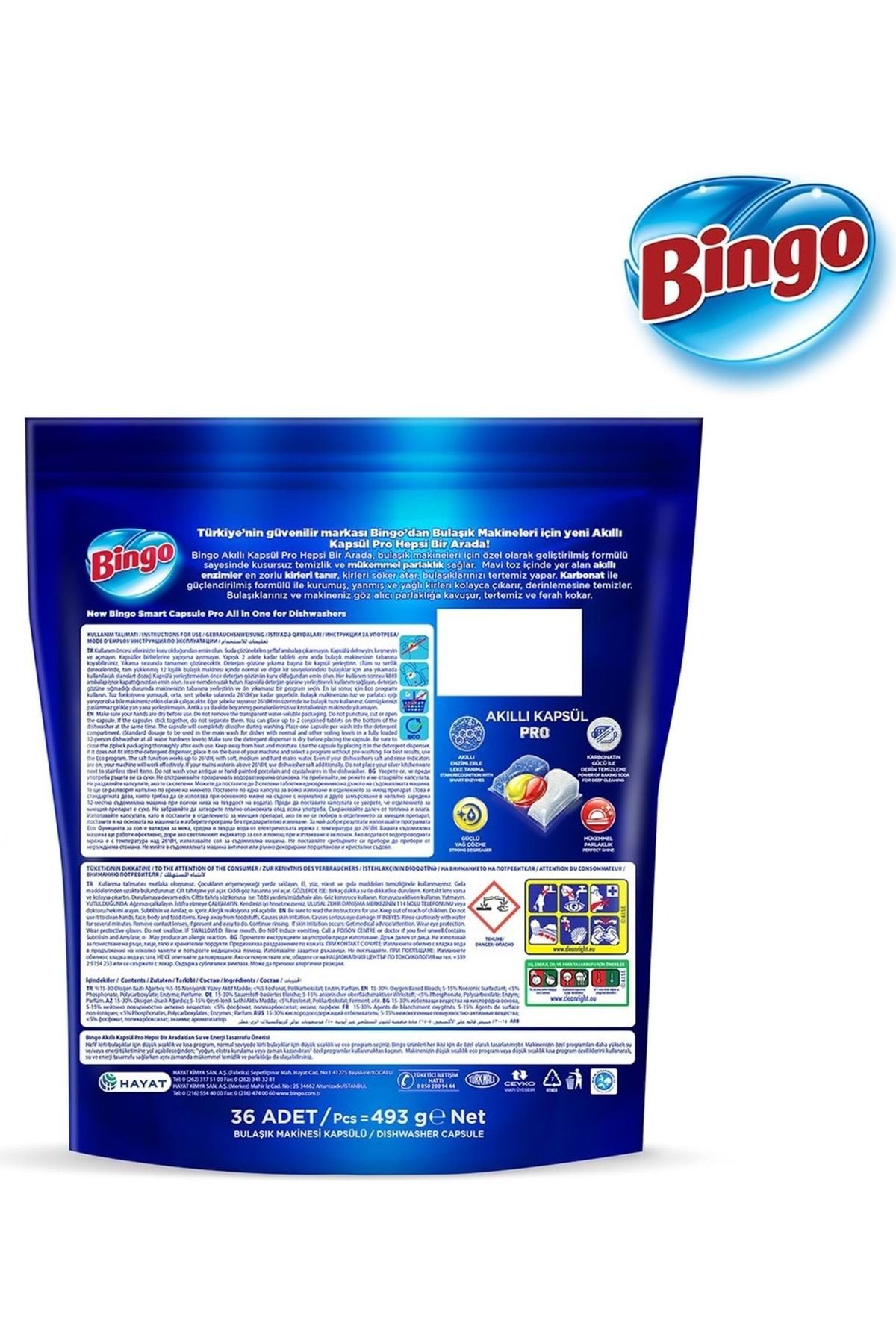 Bingo-Lemon Scented Smart Capsule Pro Dishwasher Detergent Tablet - 150 Pieces (3Pk*50) 4