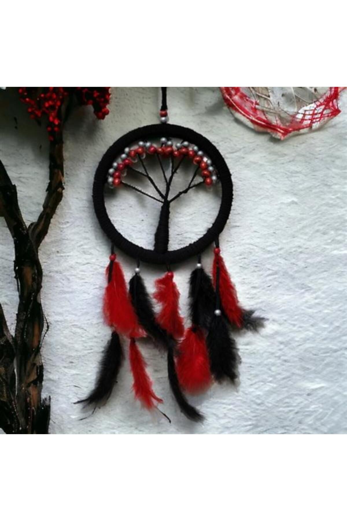 Pazarcan Siyah Kırmızı Hayat Ağacı Dream Catcher