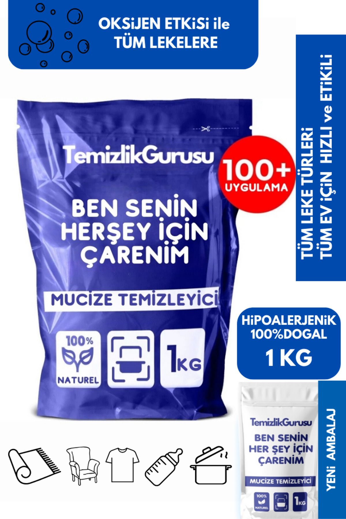 Temizlik Gurusu Çamaşır Ve Yüzey Için Çok Amaçlı Oksijenli Toz Leke Çıkarıcı Ve Beyazlatıcı 1 Kg