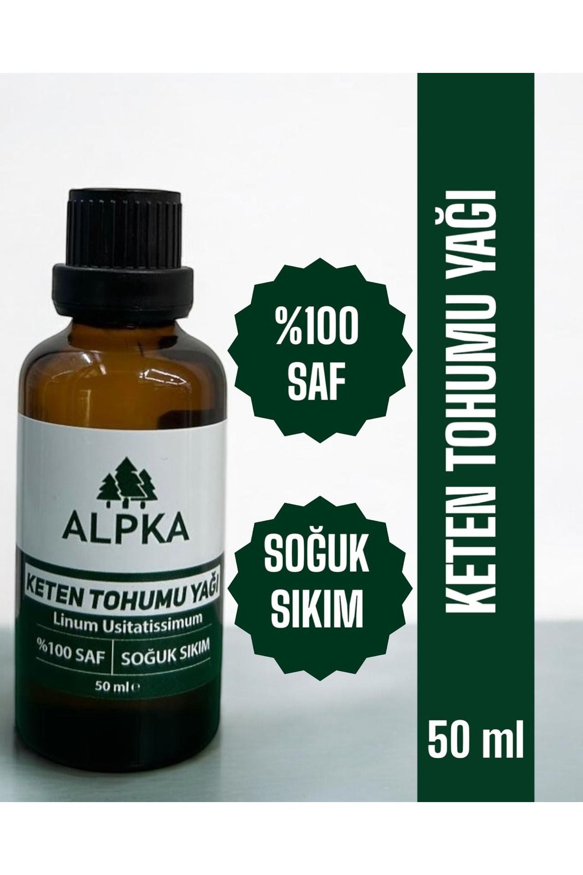 ALPKA - %100 Saf, Keten Tohumu Yağı (50 Ml) Soğuk Sıkım