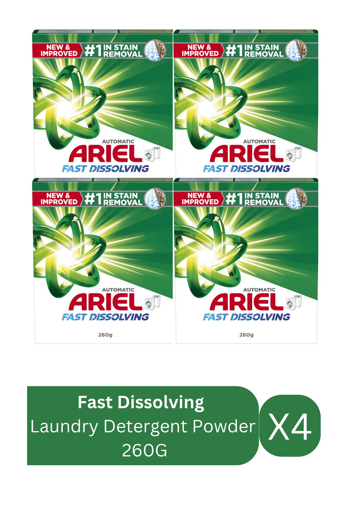 Ariel-Fast Dissolving Laundry Detergent Powder 260G X4 1