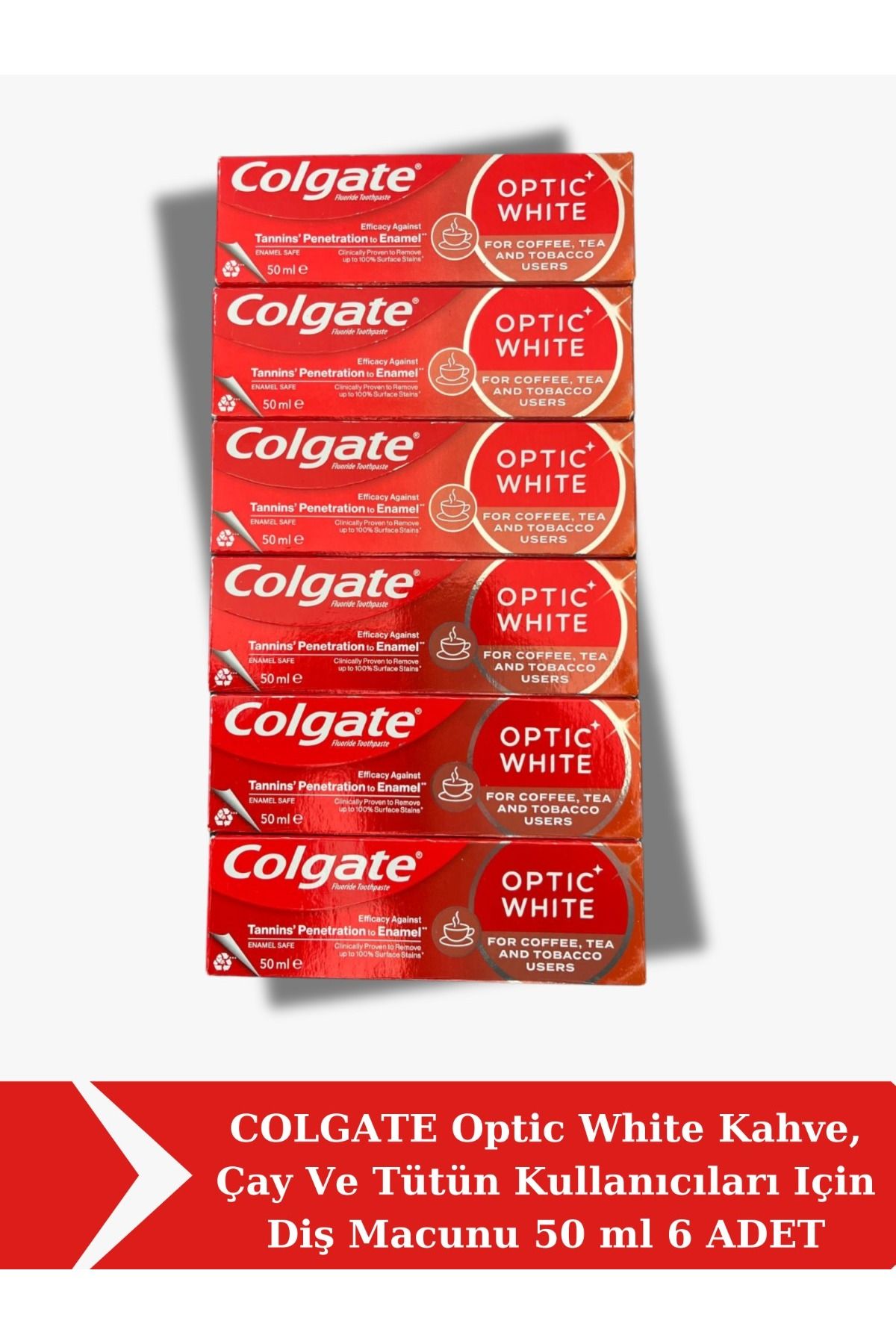 Colgate Optic White Kahve, Çay Ve Tütün Kullanıcıları Için Diş Macunu 50 ml X6 ADET