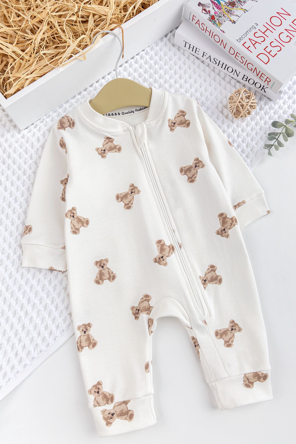 Babymod-100% Cotton Baby Girl and Boy Jumpsuit with Teddy Bear 1