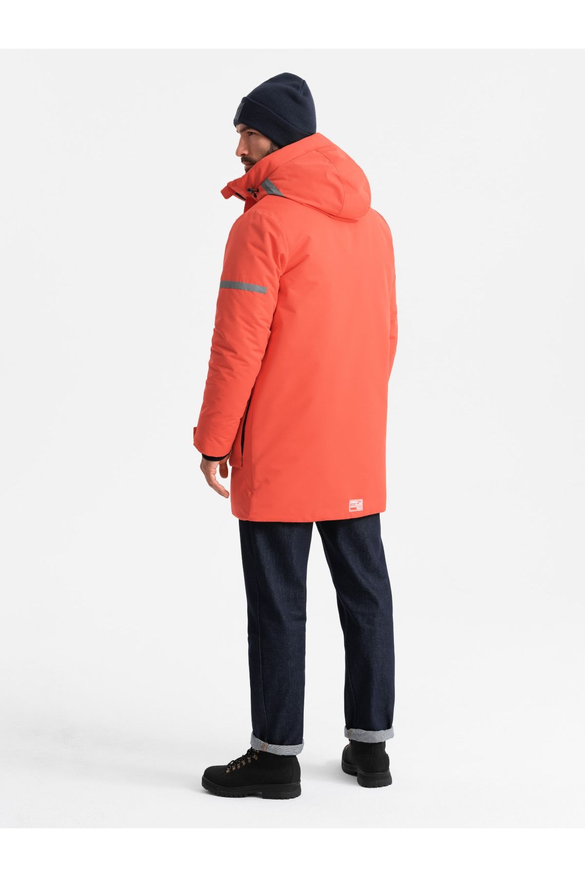 OMBRE-Men's long insulated jacket with reflective elements - orange V1 OM-JALJ-0169 XXL 6