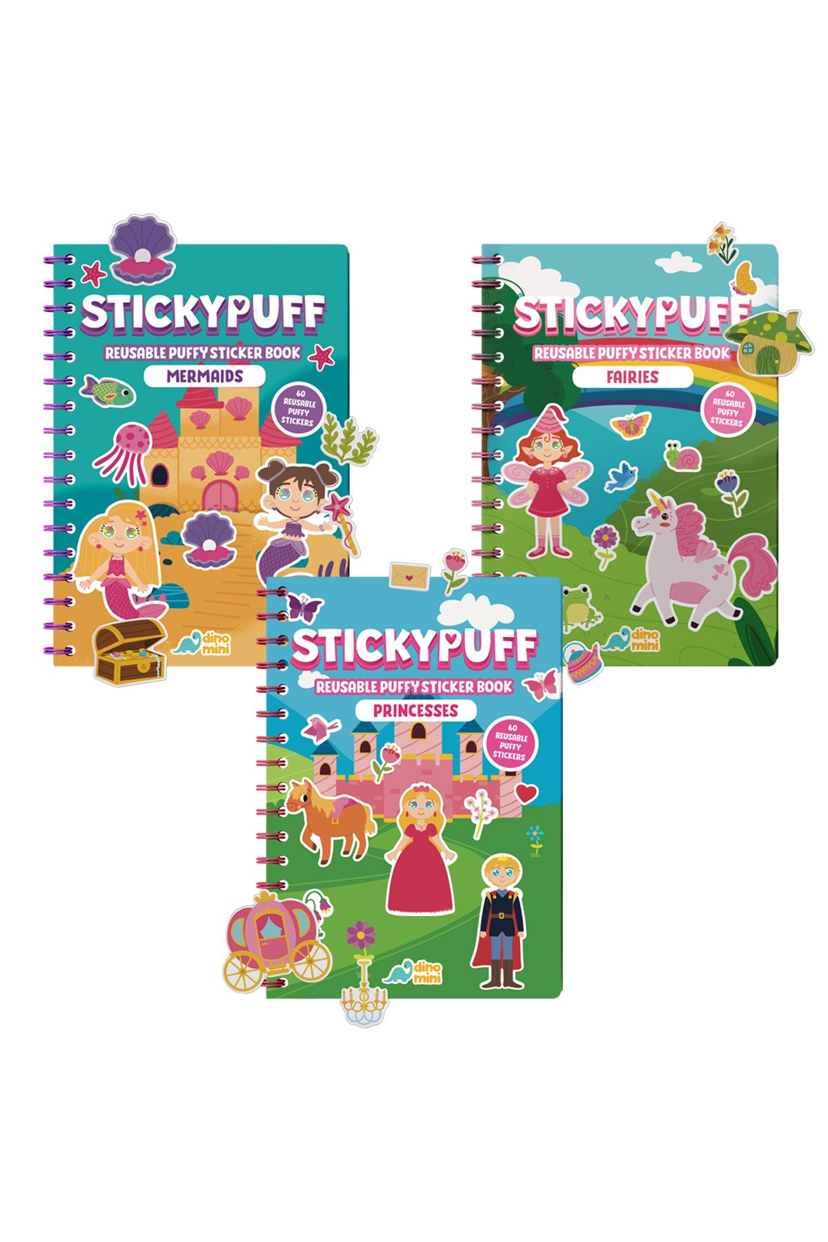 Neobebek Stickypuff Sihirli Dünya Seti (3 Kabartmalı Tak Çıkar Çıkartma Kitabı)