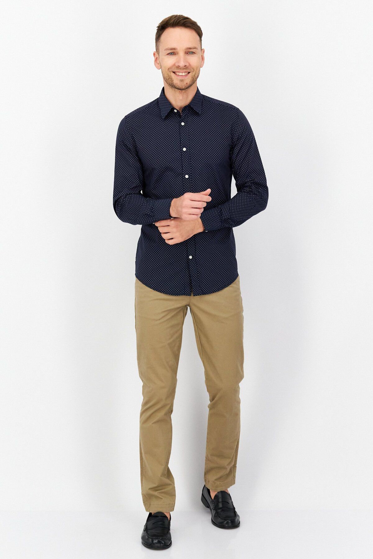 Antony Morato-Men Slim Fit Allover Print Long Sleeves Casual Shirt, Navy Blue 3