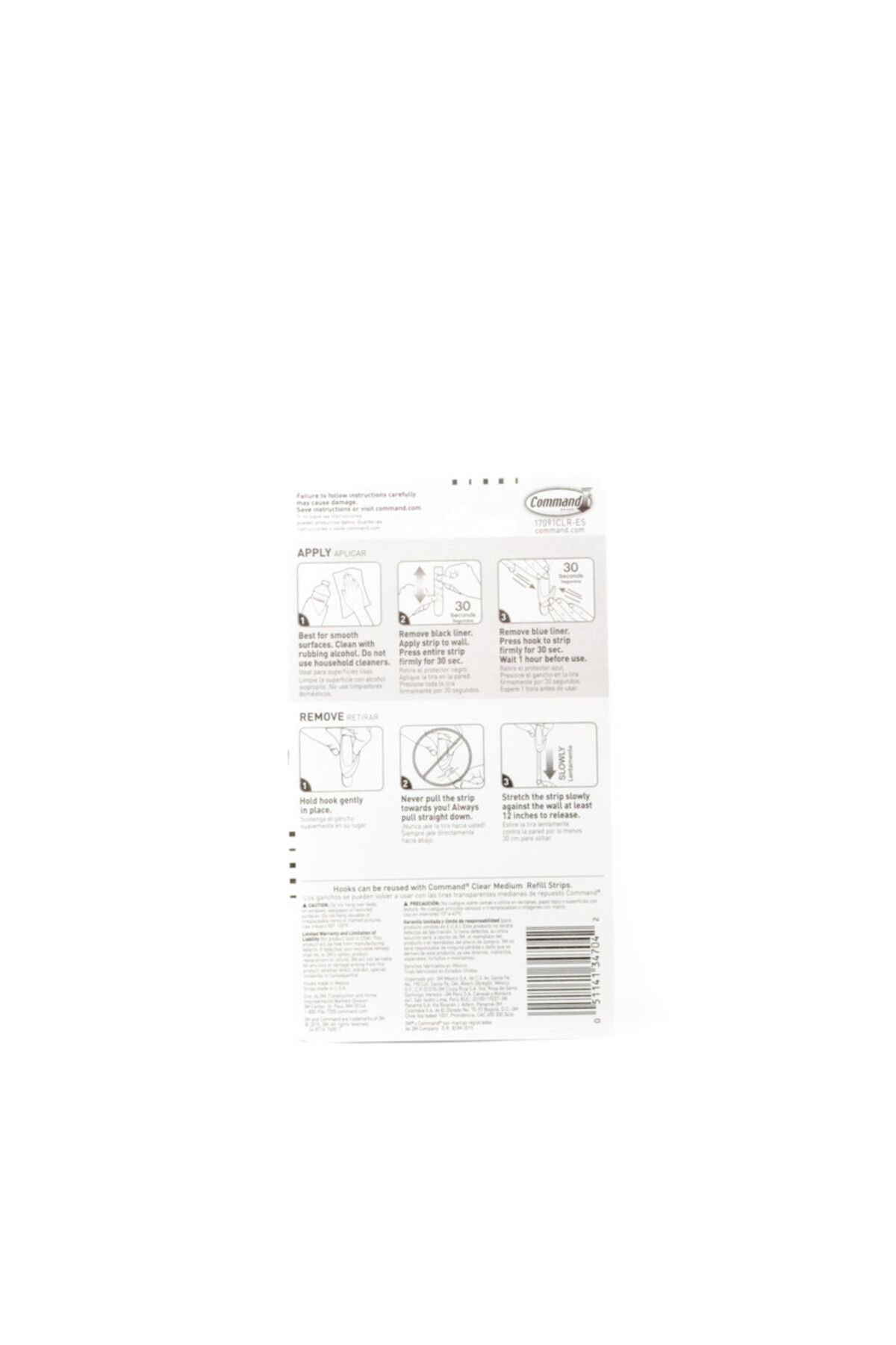 COMMAND-17091CLR-ES COMMAND(TM) MEDIUM CLEAR HOOKS WITH CLEAR STRIPS 4