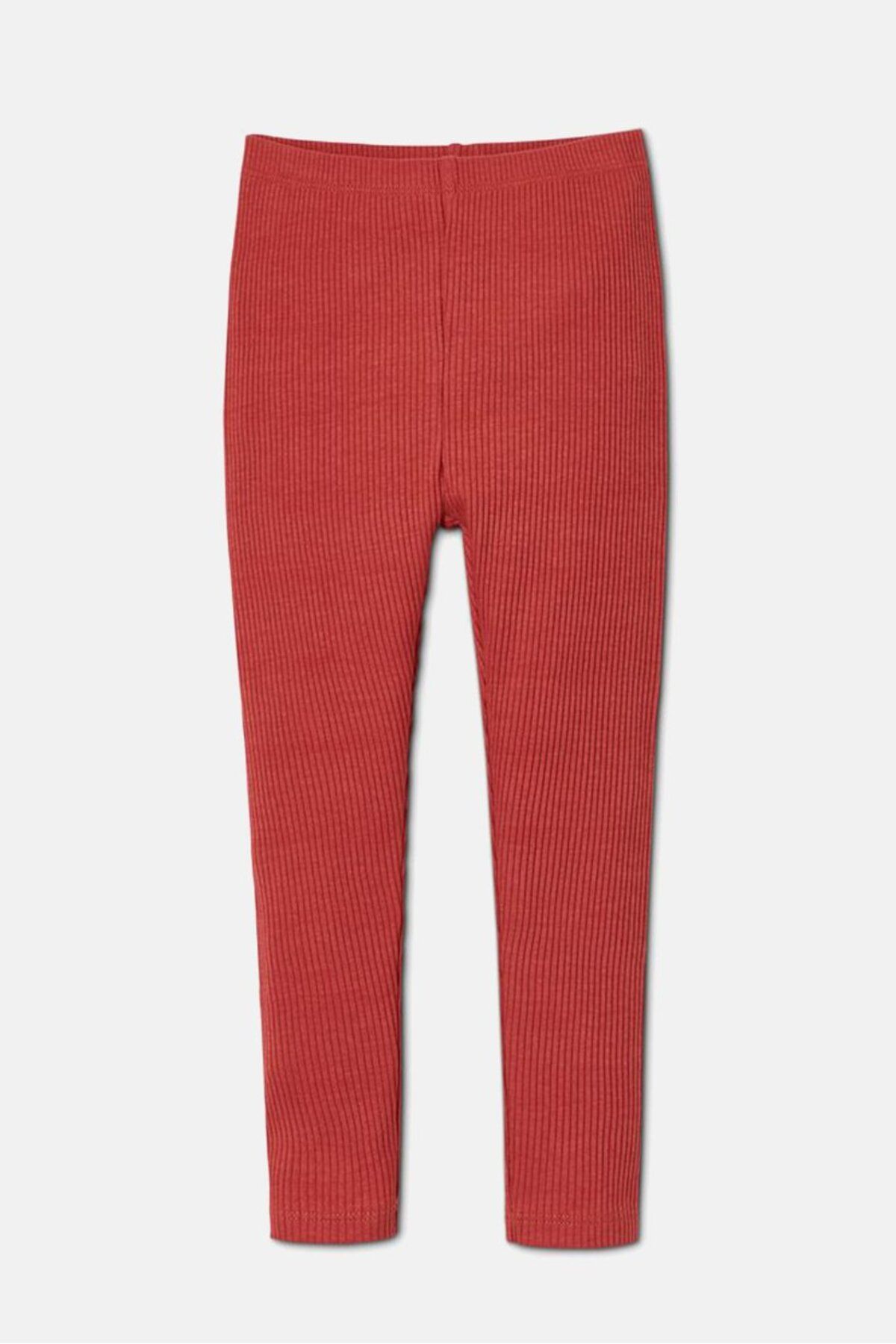Tchibo-Kids Girl 3 Pieces Ribbed Leggings, Grey and Rust and Olive 2