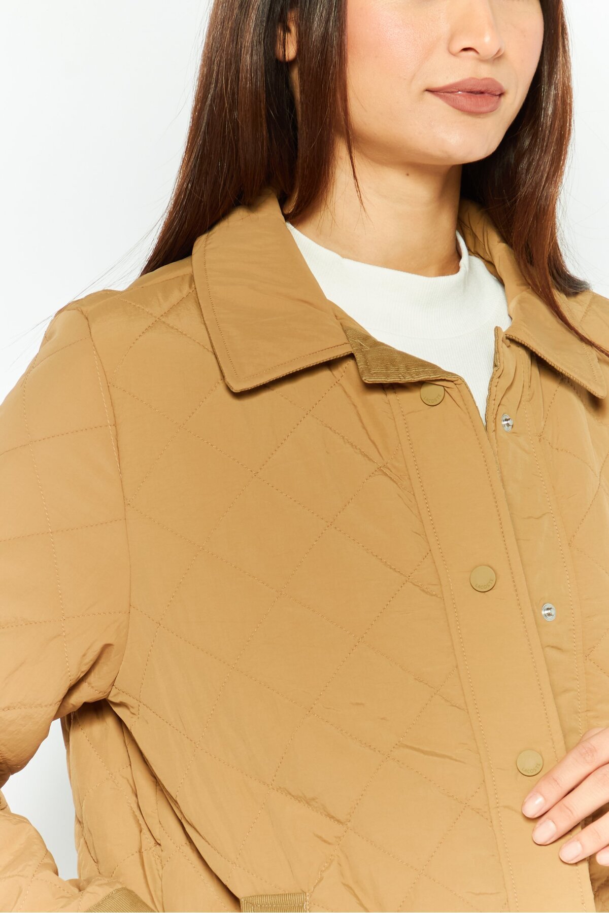 Lacoste-Women Quilted Puffer Jacket, Tan 3