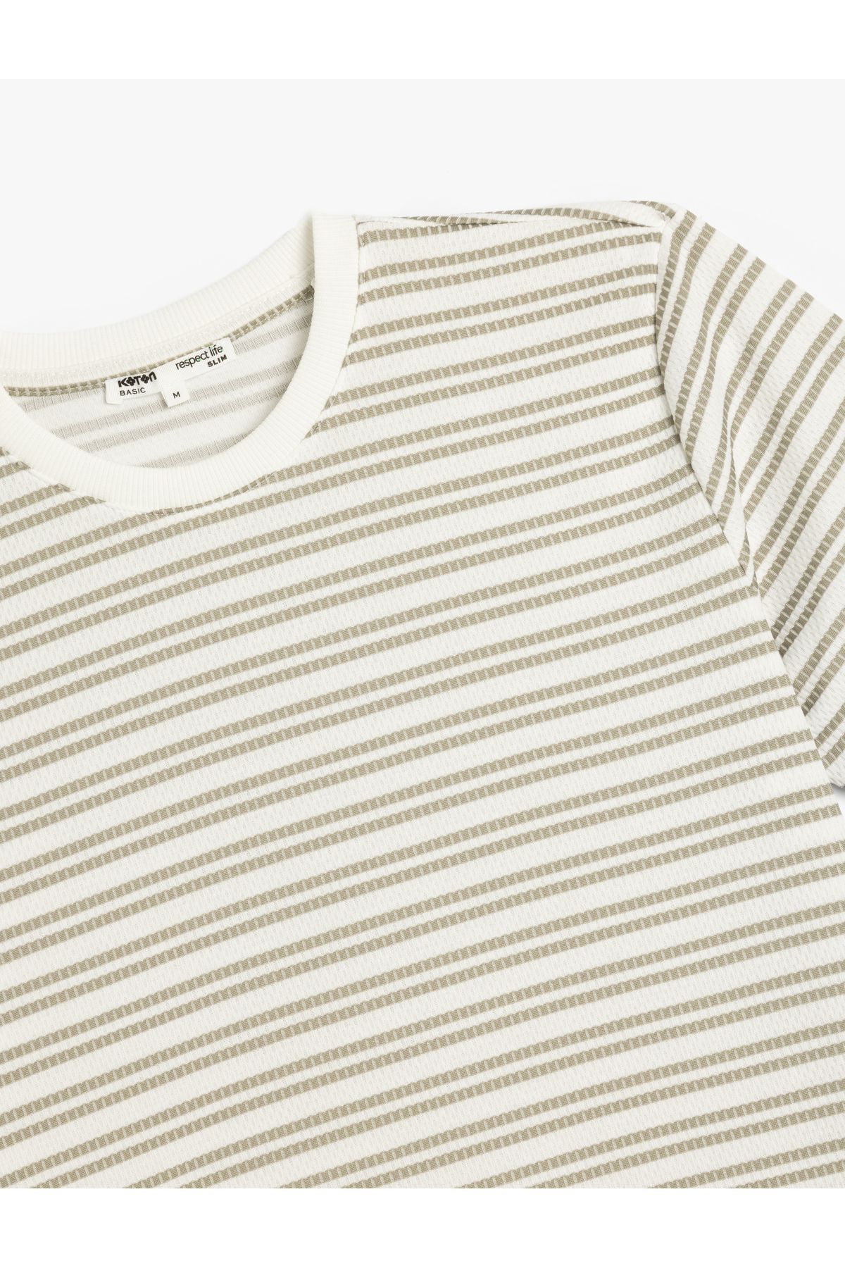 Koton-Striped Short Sleeve Crew Neck Slim Fit T-Shirt 3