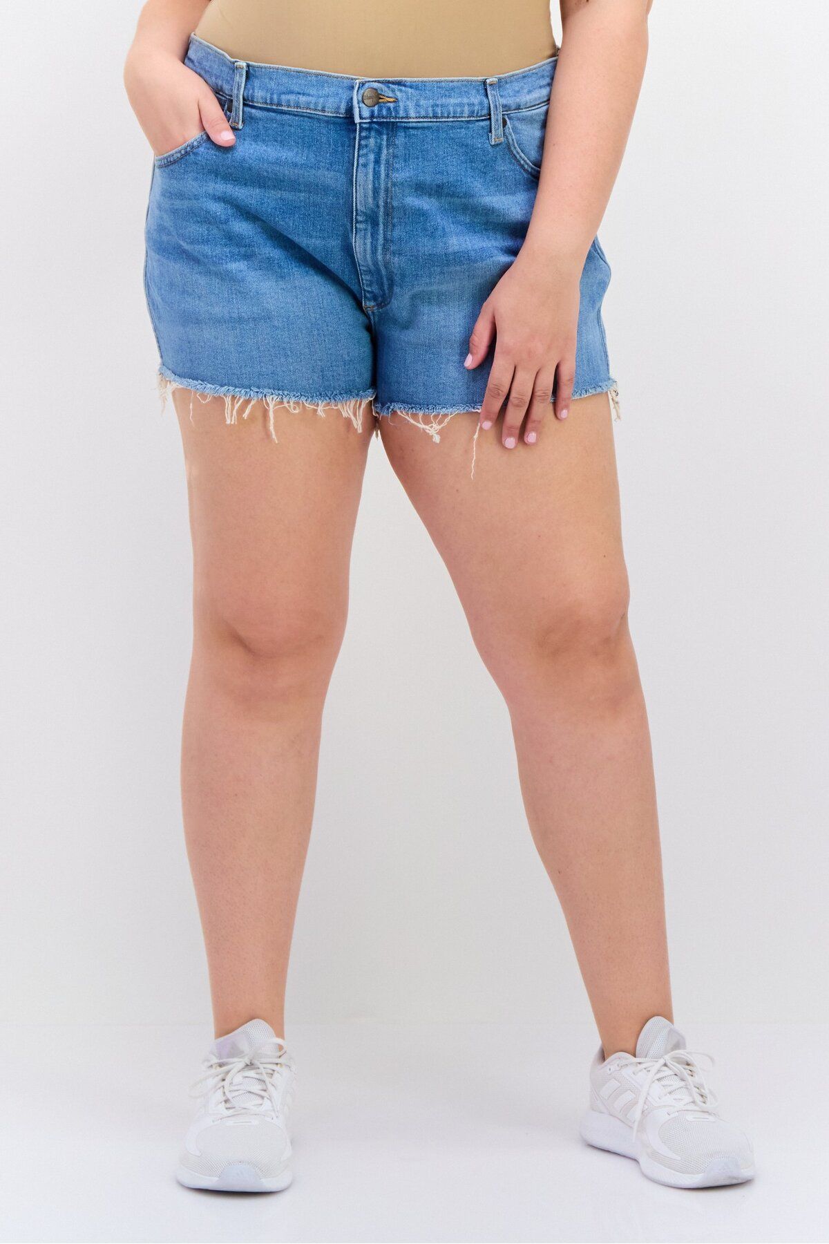 WRANGLER-Women Washed Denim Short, Blue 1