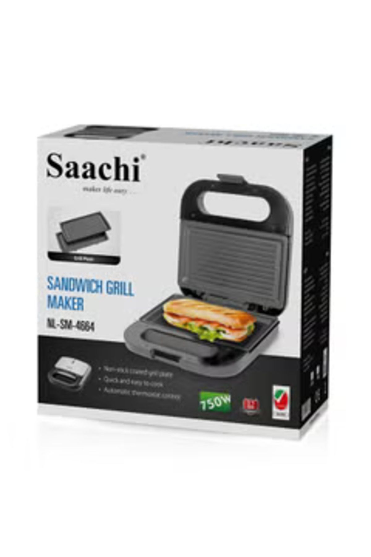 SAACHİ-Saachi Sandwich Maker/Grill NL-SM-4664-BK 5