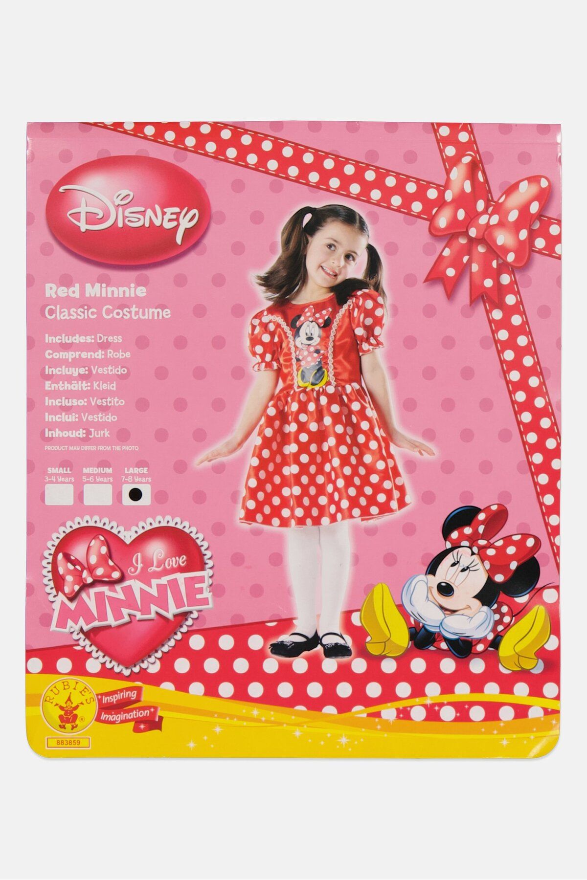 Disney-Kids Girl Red Minnie Classic Costume 7-8 Years, Red 1