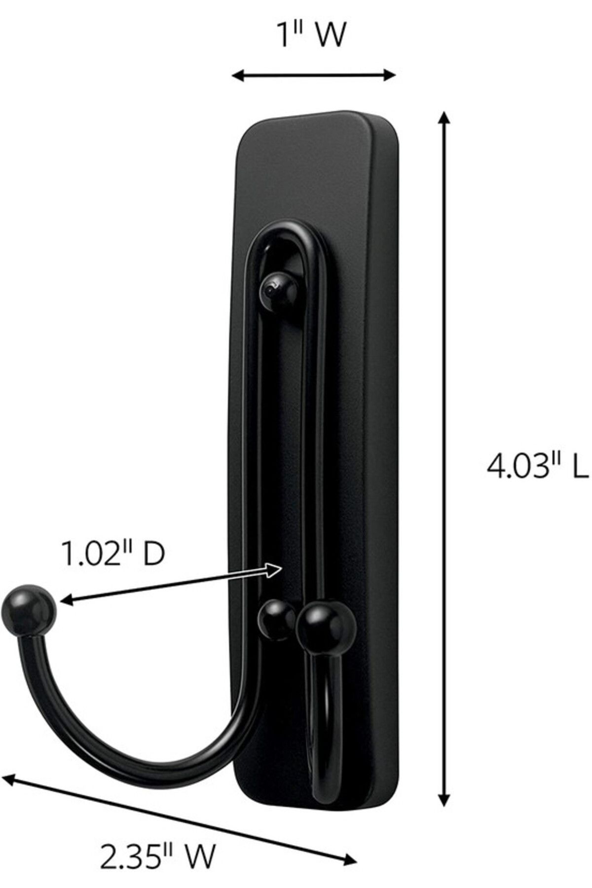 COMMAND-3M COMMAND LARGE MATTE BLACK DOUBLE HOOK -DECORATIVE & METALLIC 17036MB-ES 2