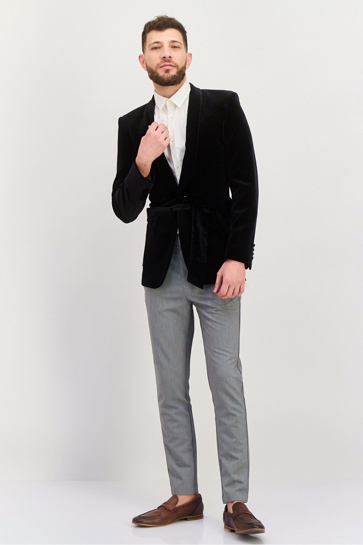 Asos Design-Men Regular Fit Solid Belted Suit Jacket, Black 4