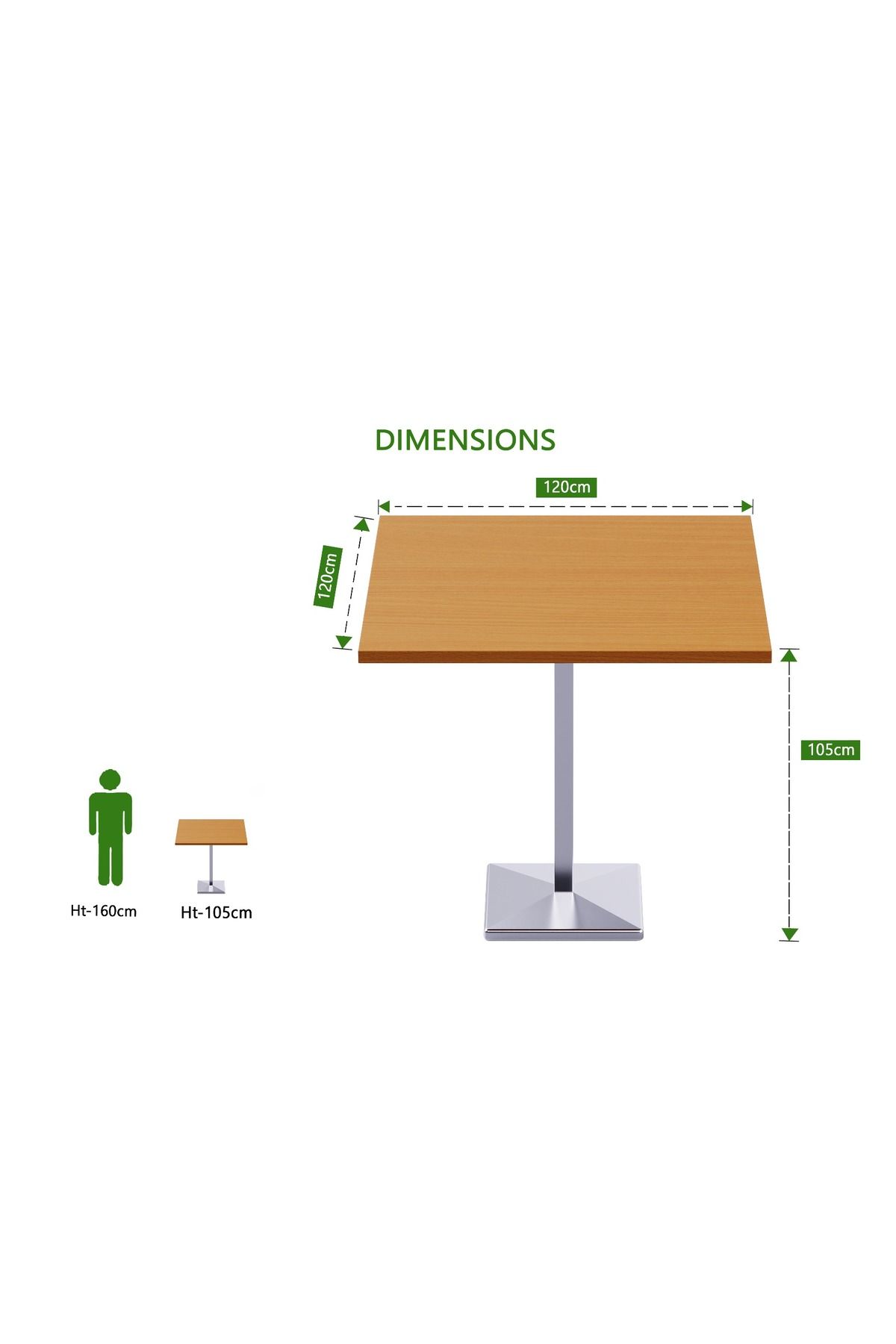 Mahmayi-Bar Table Square Base 4 Seater Cocktail Bistro Table for Pub_Light Walnut 4