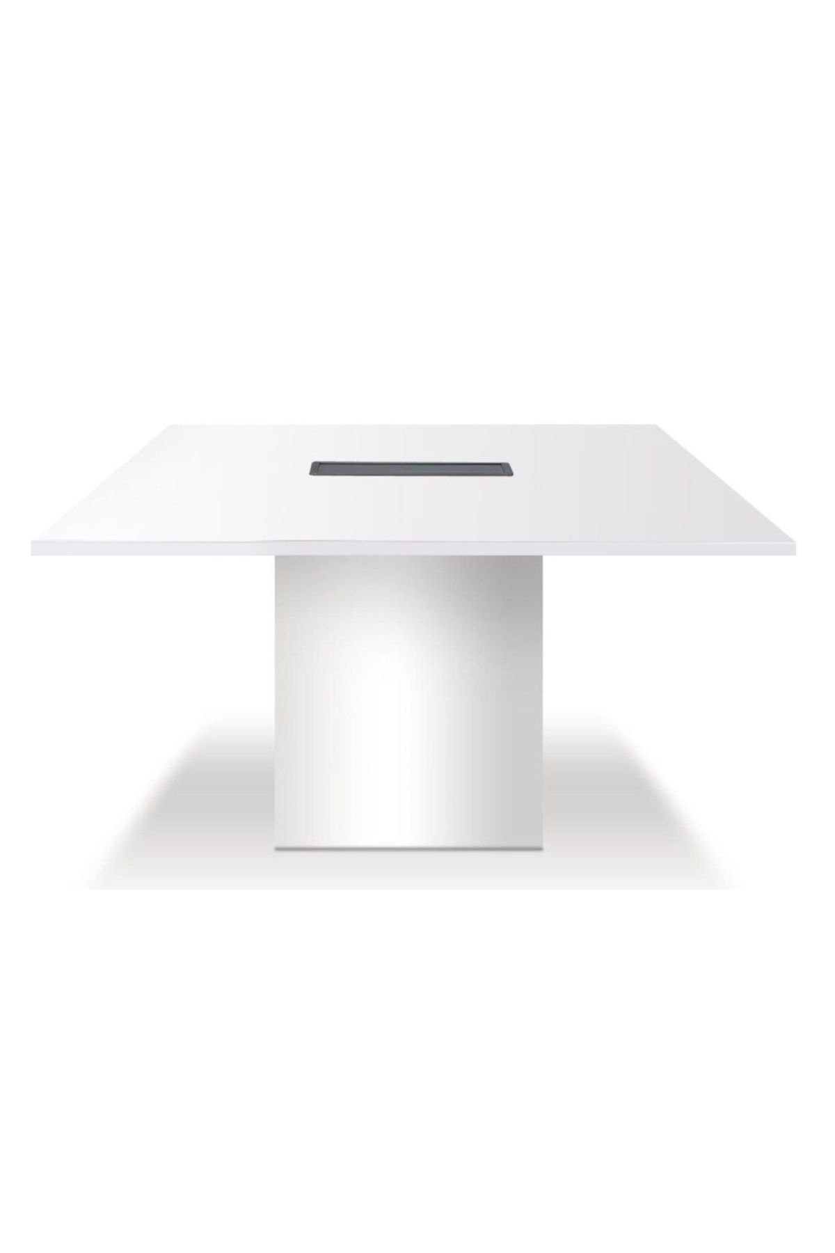Mahmayi-Projekt 7 Rec 120 Square Conference Table White Rectangular Desk with Aluminium Centre Cable Manager 5
