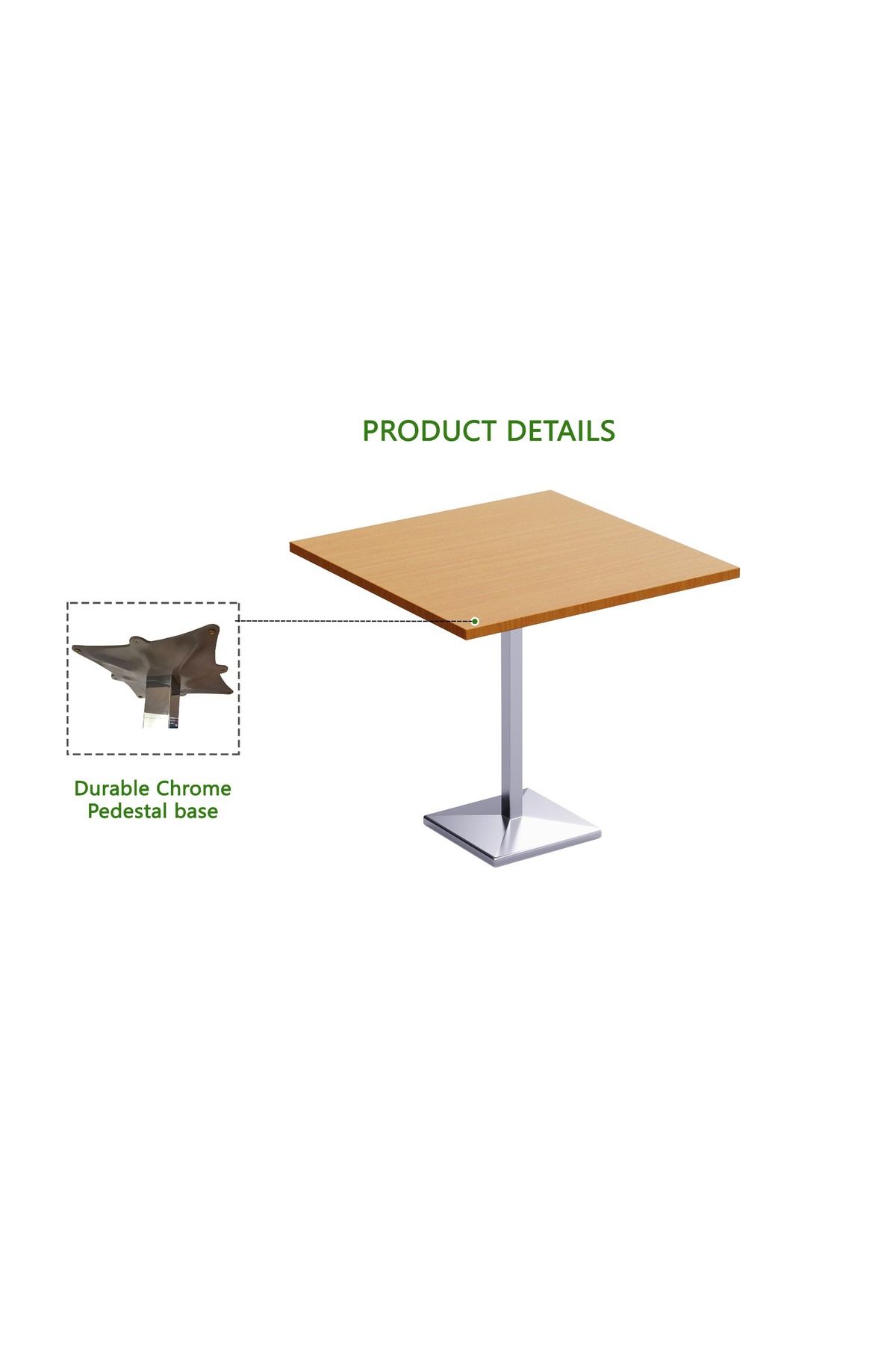 Mahmayi-Bar Table Square Base 4 Seater Cocktail Bistro Table for Pub_Light Walnut 3