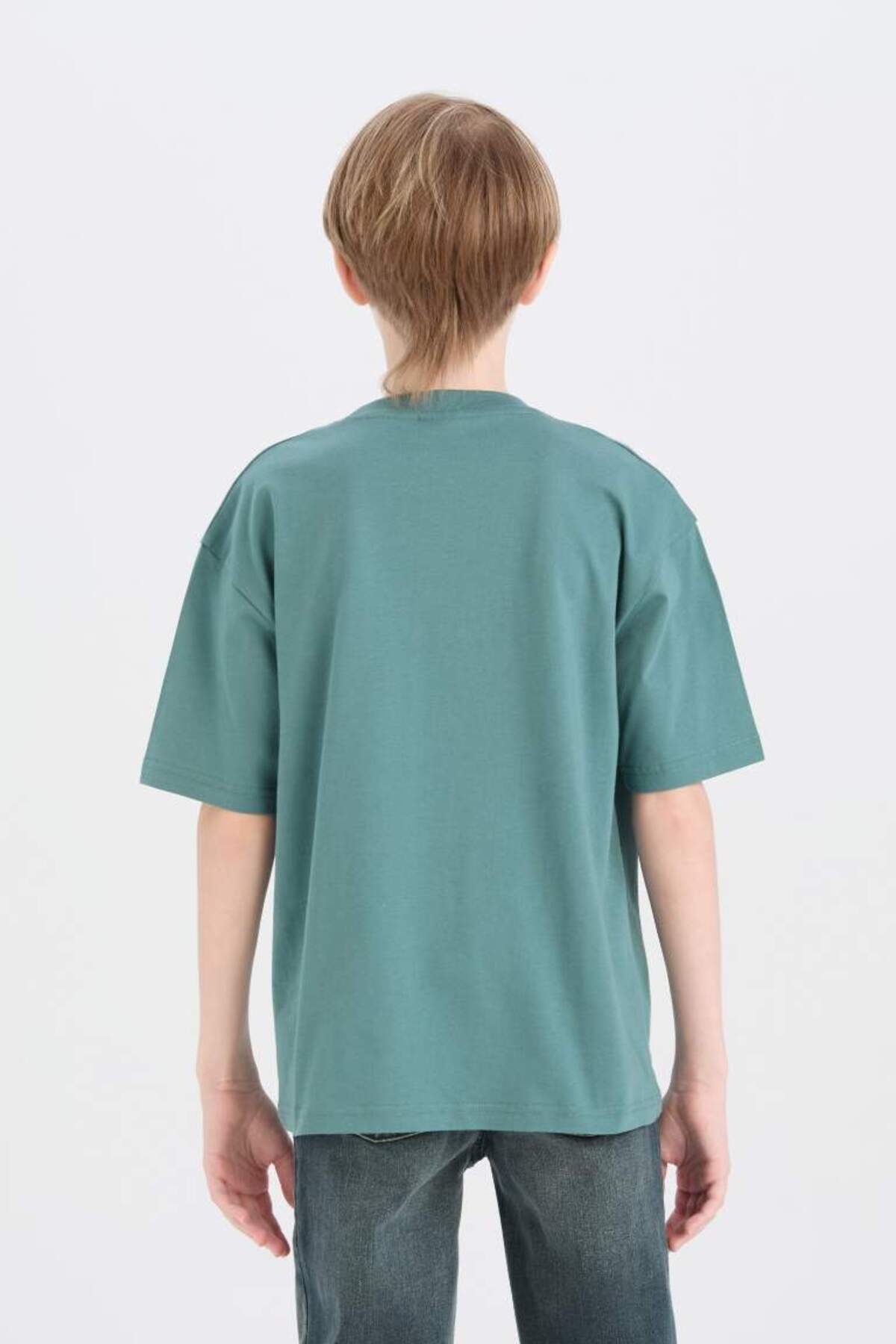 DeFacto-New Season Boys' Oversize Wide Fit Crew Neck Basic Solid Short Sleeve T-Shirt 5