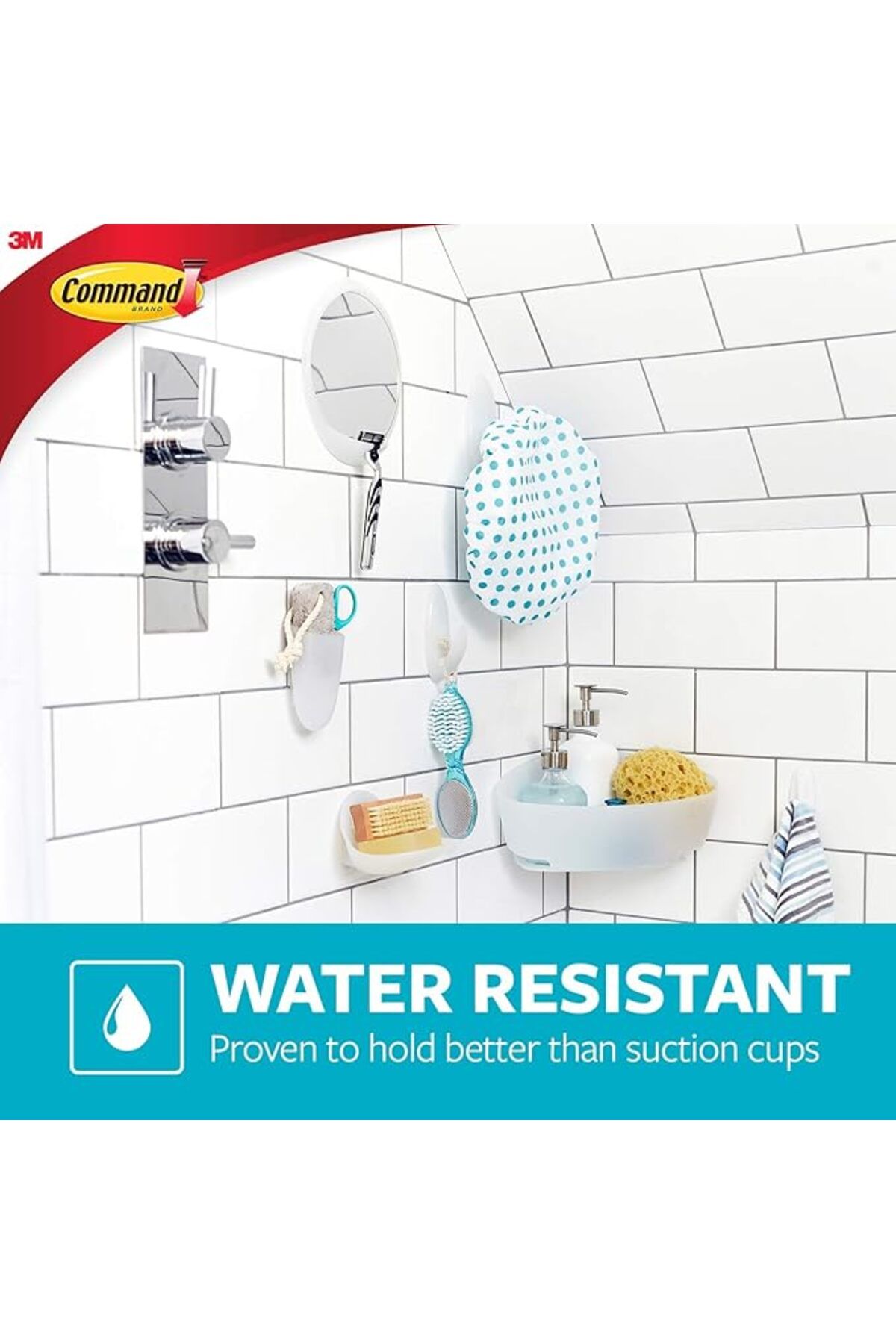 COMMAND-3M COMMAND™ TOWEL HOOK WITH WATER-RESISTANT STRIPS LARGE BATH17 CLEAR FROSTED 1HK+2S/PK 5
