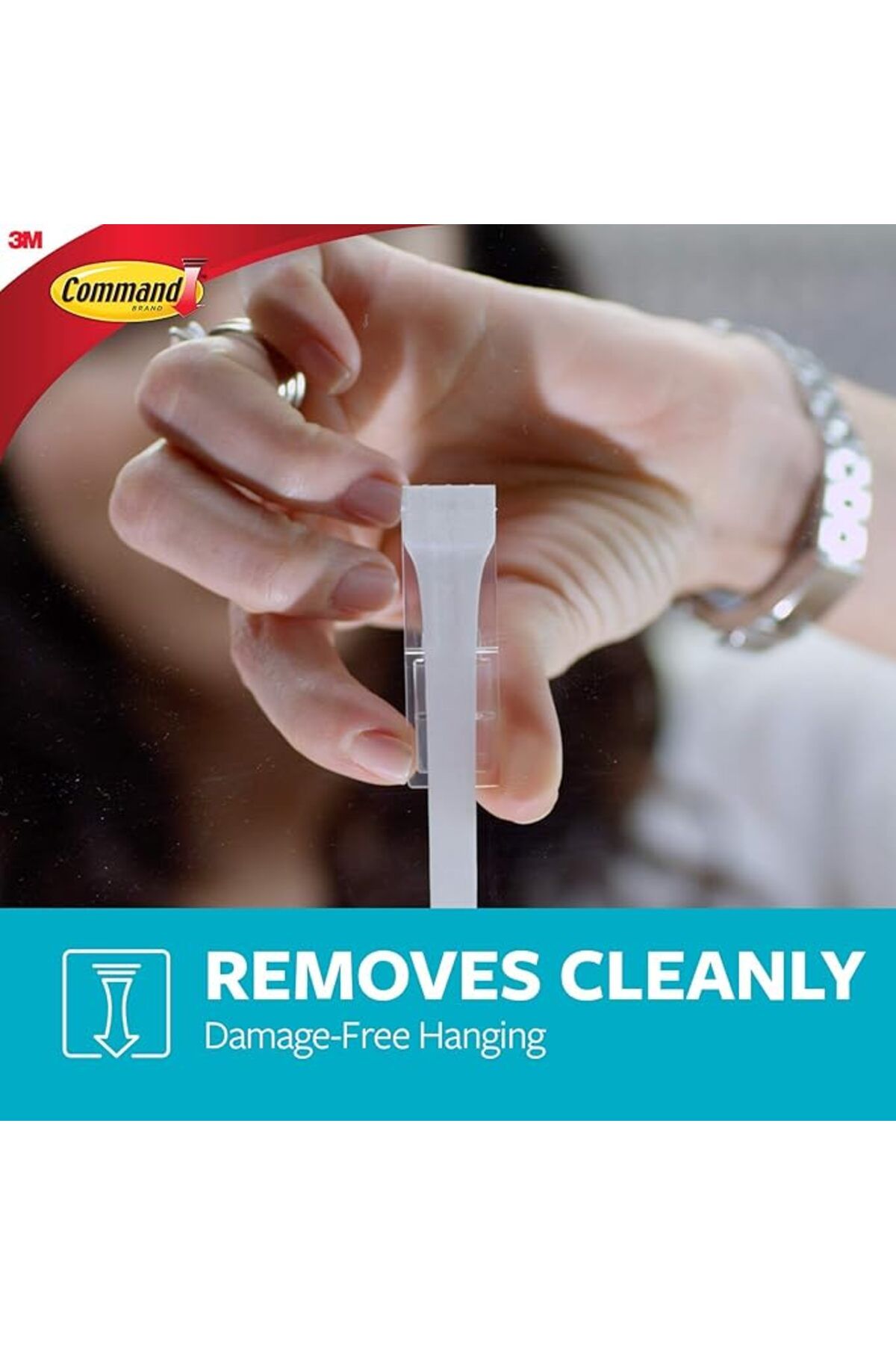 COMMAND-3M COMMAND™ TOWEL HOOK WITH WATER-RESISTANT STRIPS LARGE BATH17 CLEAR FROSTED 1HK+2S/PK 6
