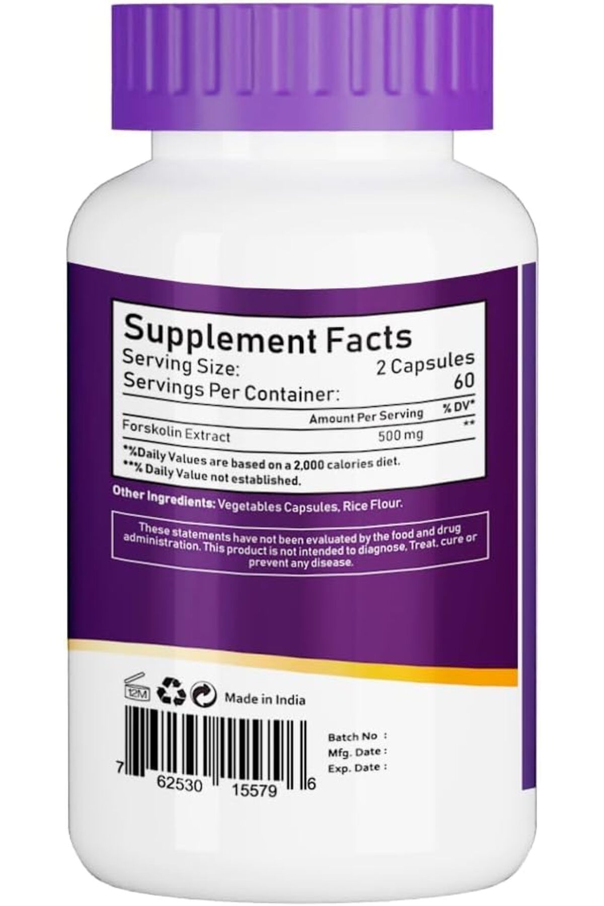 NBL Natural-Forskolin Extract 500mg, Metabolism Booster, Cardiovascular, 120 Capsules 5