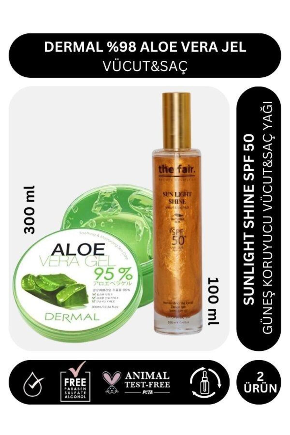 the fair.-Shine Spf 50 /Pa - Sunscreen Body and Hair Oil 100 ml + Dermal Aloe Vera Gel 300 ml 1