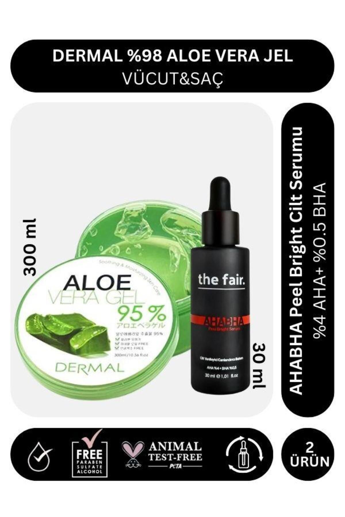 the fair. Dermal %98 Aloe Vera Jel Saç Cilt ve Vücut için Nemlendirici 300 ml ve the fair. Ahabha 30 ml Serum