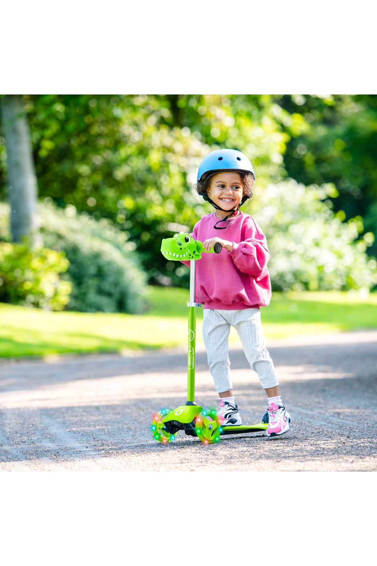 Cici Oyuncak Kız Erkek Çocuk 3 Tekerlekli Dinozor Işıklı Mini Cruiser Scooter Ultra Lüx