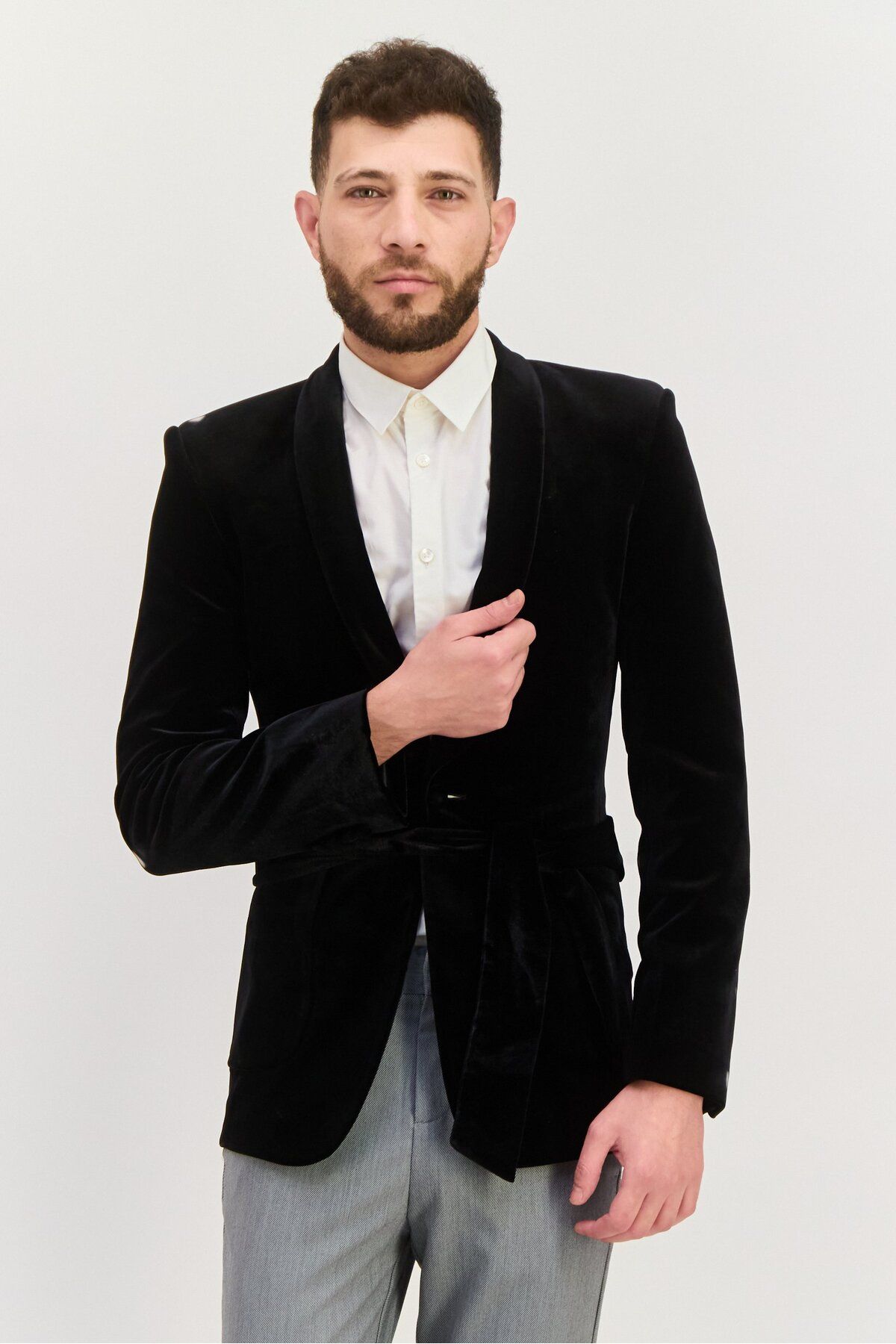 Asos Design-Men Regular Fit Solid Belted Suit Jacket, Black 1