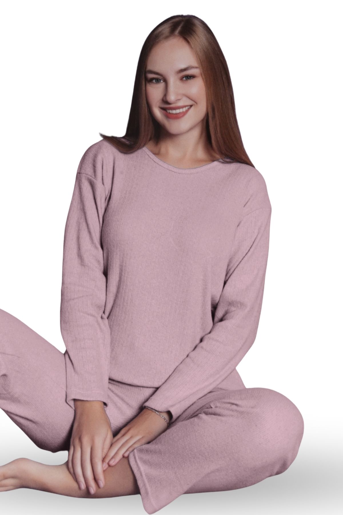 ARMİLLİA DİMODA İkili Kadın Rahat Pijama Takımı – Fitilli, İç Göstermez, Pembe