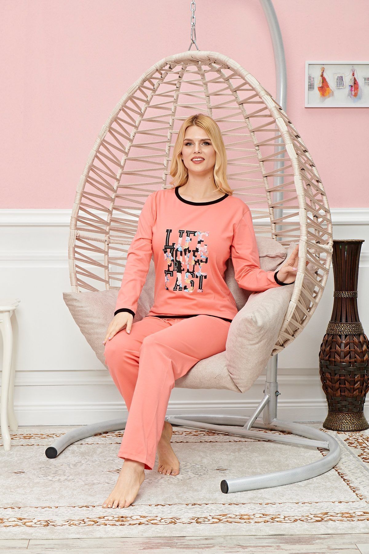 Easy Tedarik Uzun Kollu Pijama Takımı Model no 7601