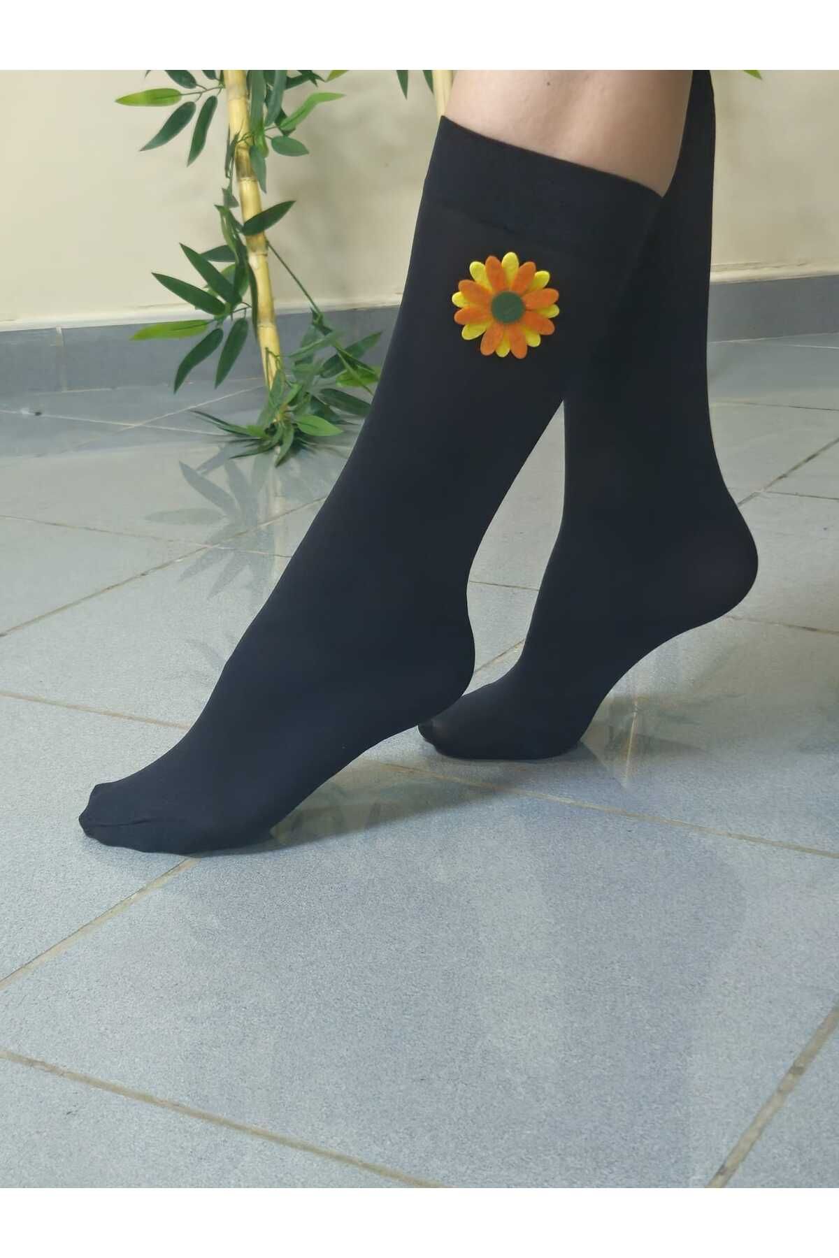 lady socks 40 DENYE  KİRAZ FİGÜRLÜ DİZALTI ÇORAP