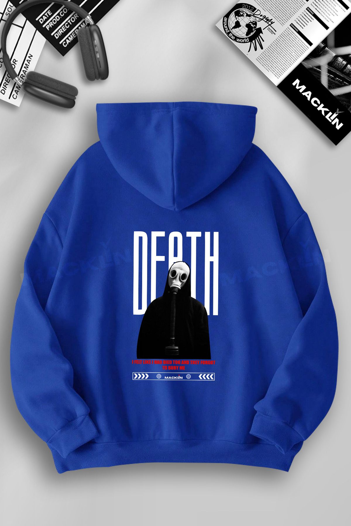 darkopia Unisex Kadın Erkek Death Baskılı Kapüşonlu Basic Sweatshirt