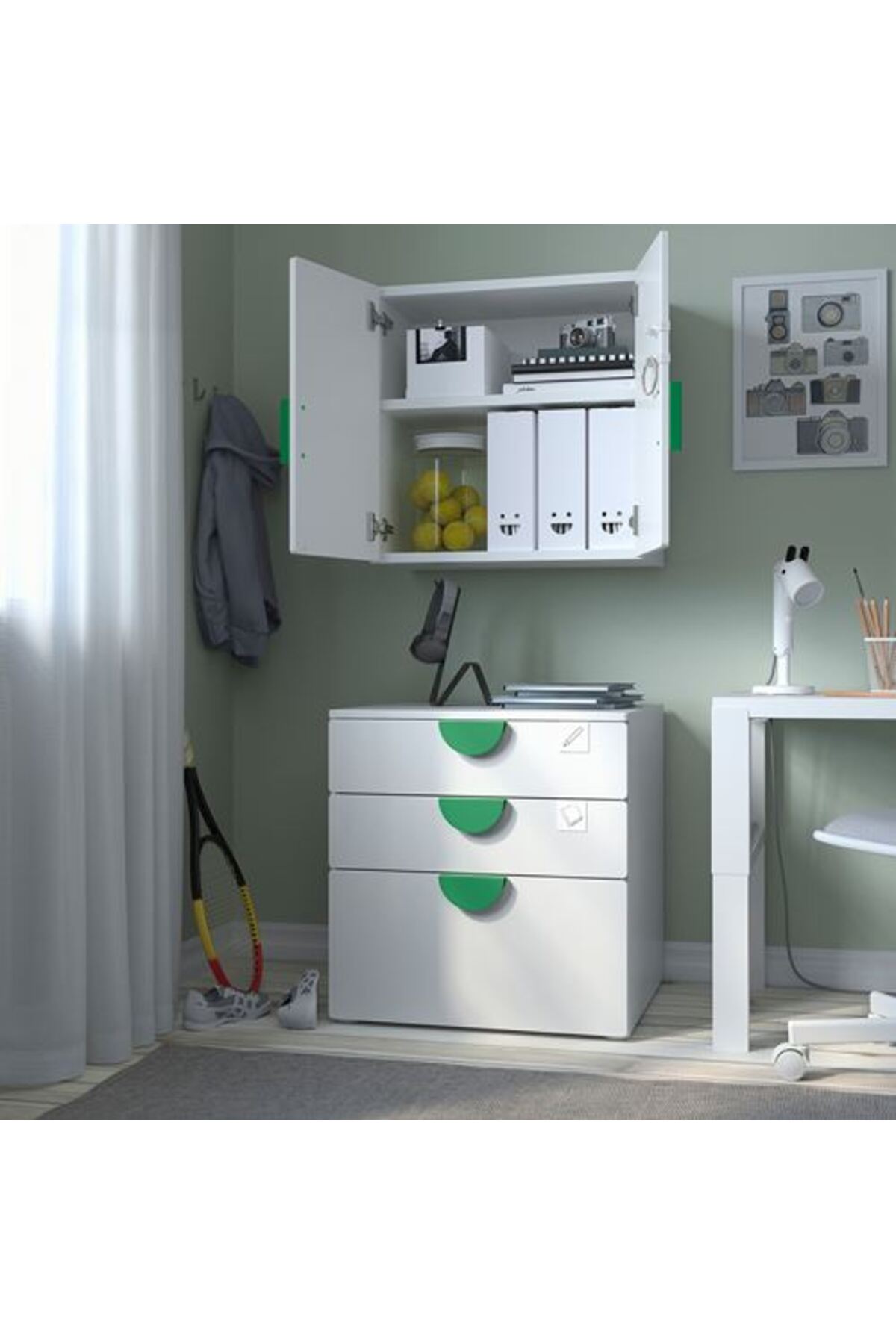 IKEA - SMASTAD, çocuk duvar dolabı, beyaz-mavi, 60x32x60 cm fotoğrafı 5 (önizleme)