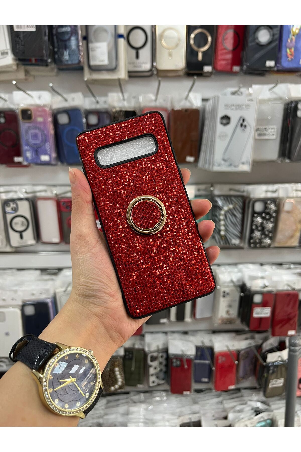 TECNOTREND Galaxy S10 Simli Yüzüklü Silikon Kılıff